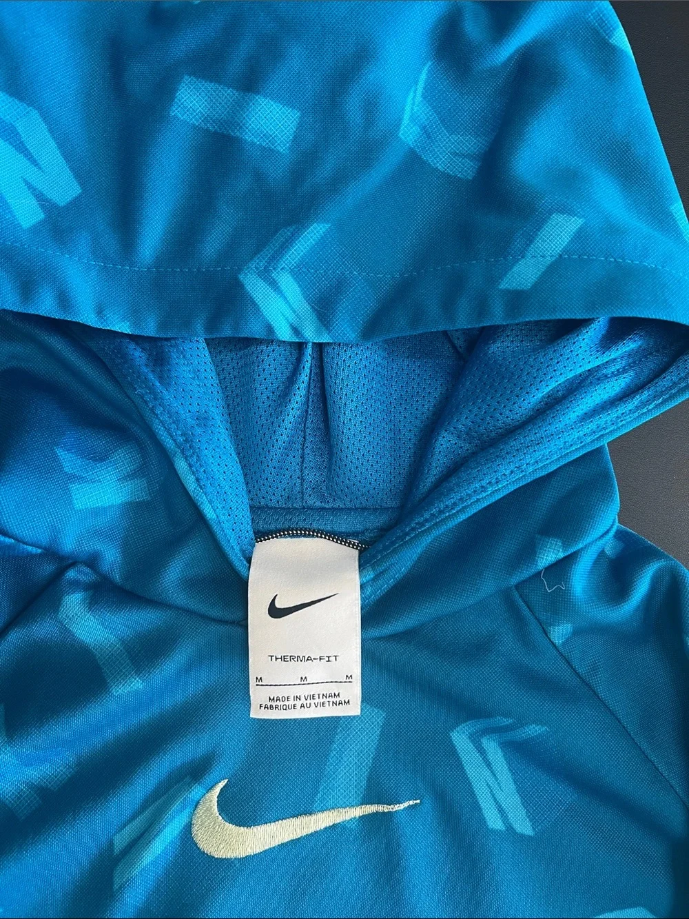 Nike Teal/Blue Allover Print Hoodie with White Swoosh